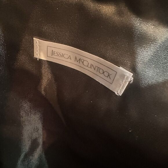 Vintage Jessica McClintock Envelope Clutch Cameo Pouch Green Floral 7.5x9 Bag - Picture 6 of 6